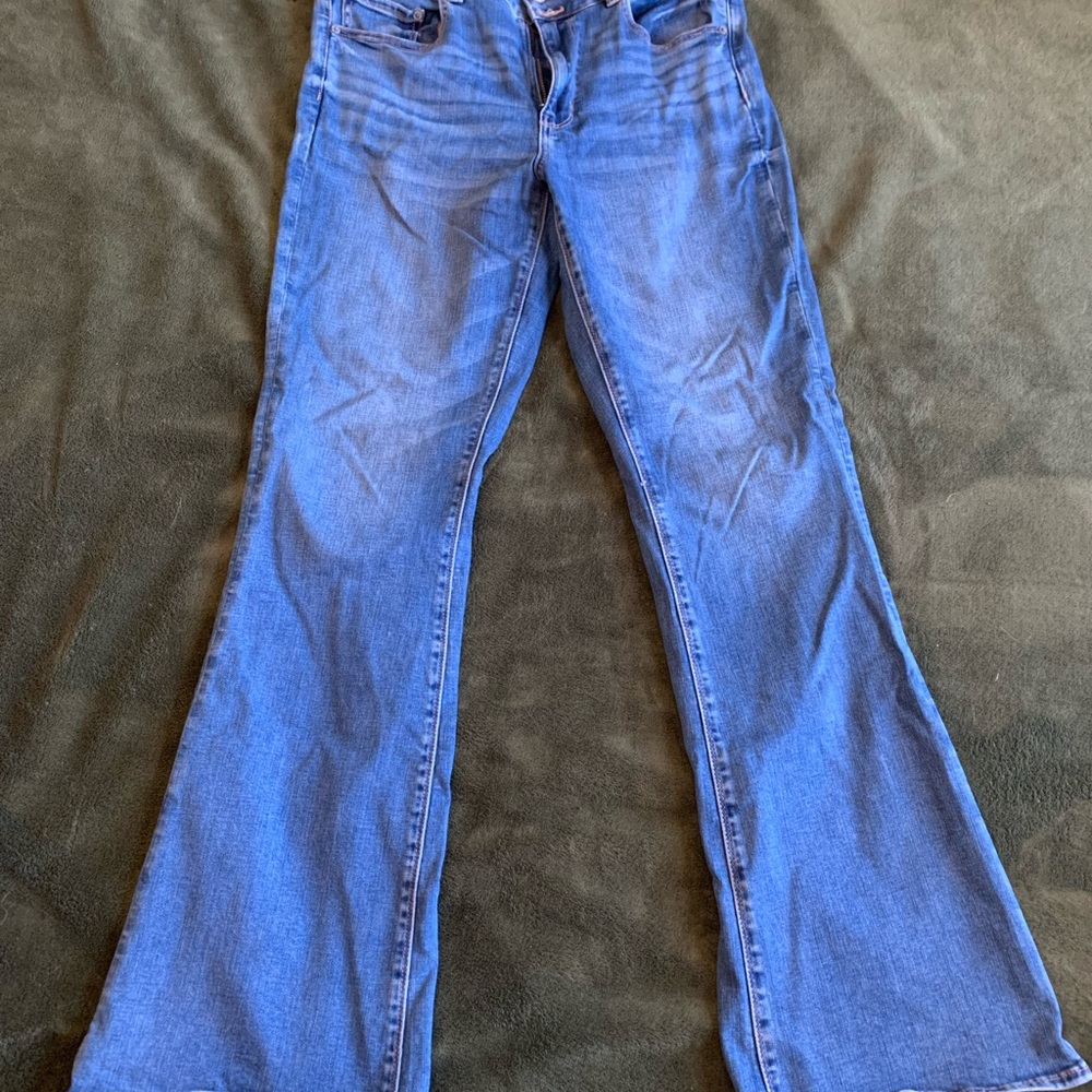 American Eagle Outfitters Blue Flare Wide Leg Jeans